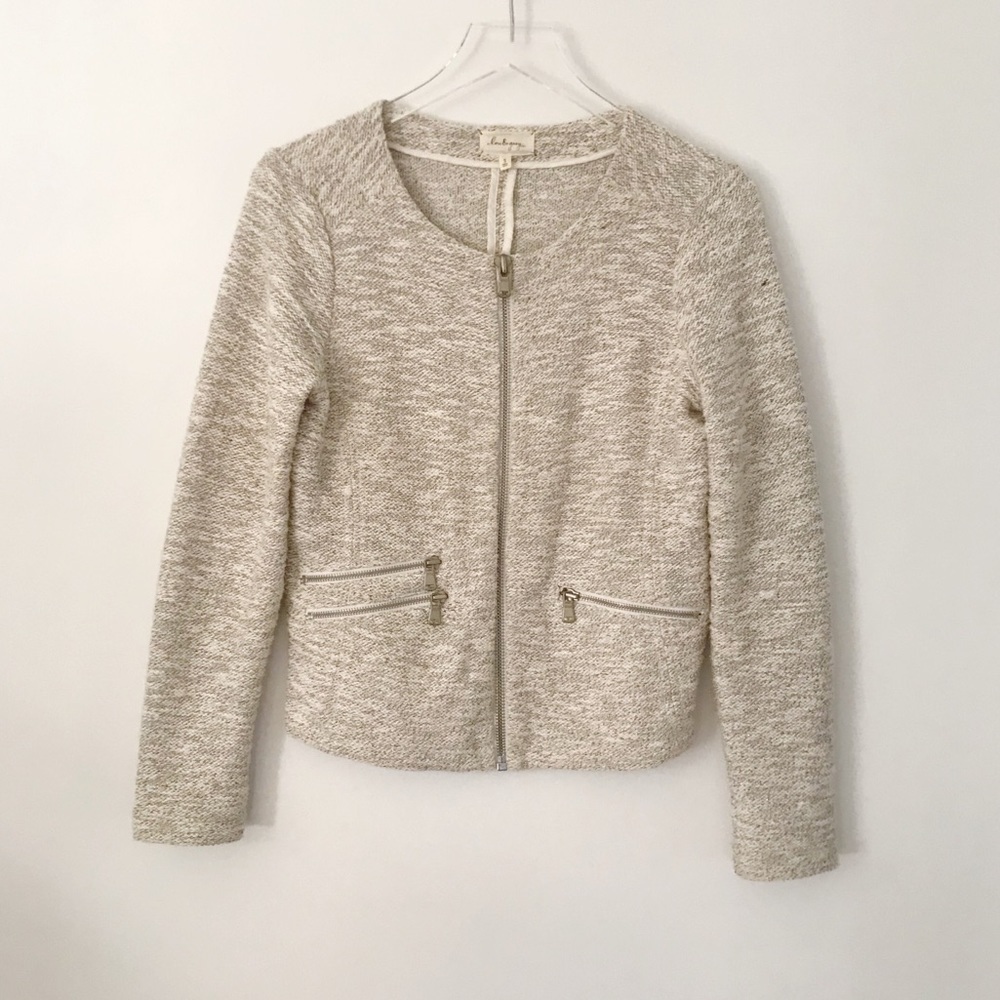 LOFT Lou & Grey Tan Shimmer Jacket Size Small - Picture 2 of 8